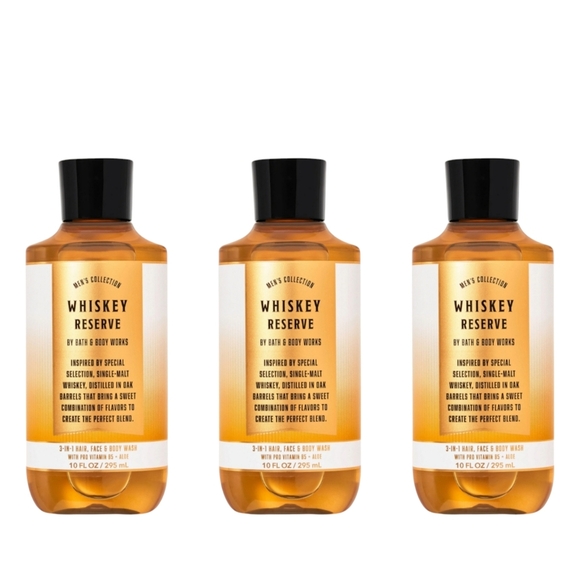 Bath & Body Works Mens Discontinued‎ WHISKEY RESERVE Body Wash 3pcs Fathers Day